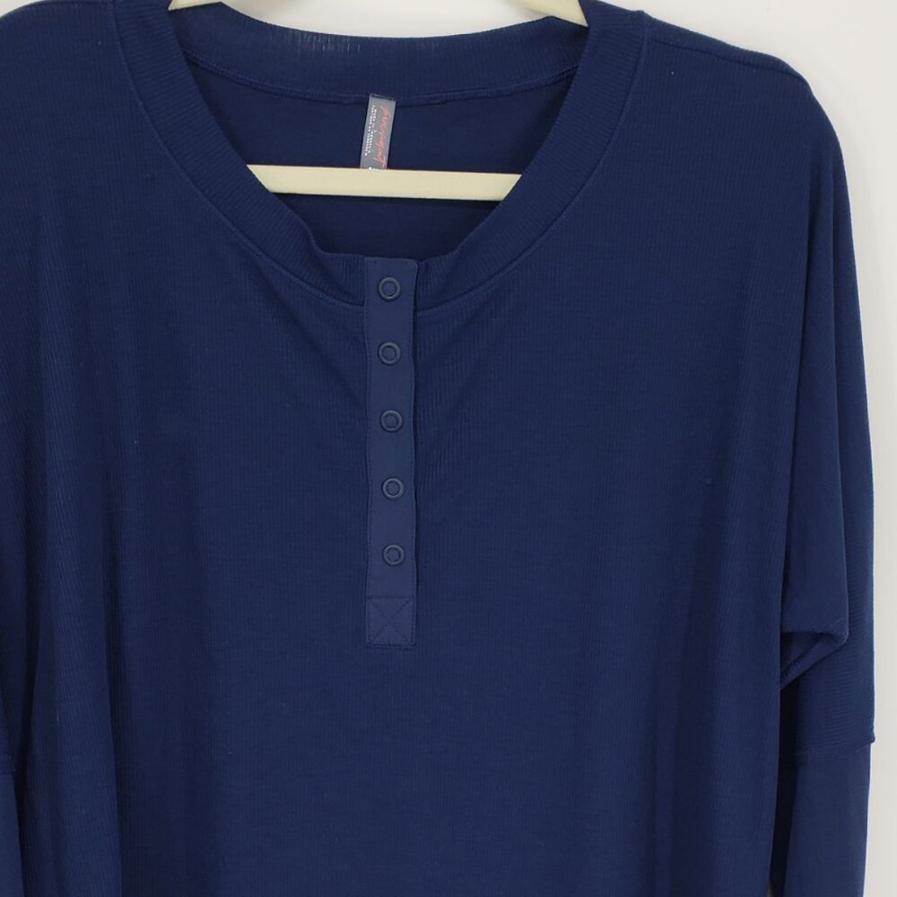 FP Movement by Free People Twice as Nice Henley Top L Long Sleeves Navy Blue - Picture 8 of 12